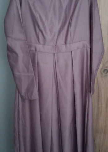 lila Uzun Kollu Pileli Kadın Elbise - Görsel 6