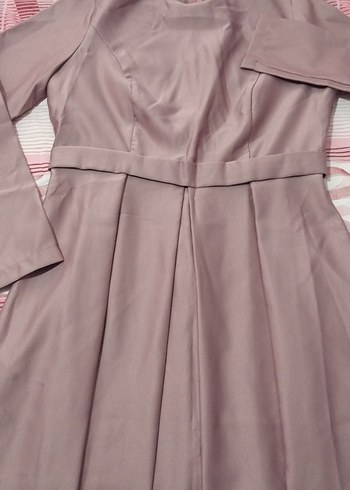 lila Uzun Kollu Pileli Kadın Elbise - Görsel 7