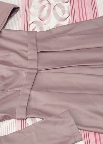 lila Uzun Kollu Pileli Kadın Elbise - Görsel 12