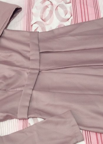 lila Uzun Kollu Pileli Kadın Elbise - Görsel 13