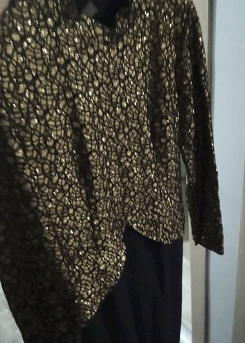 Uzun Kollu Altın Renk Drapeli Uzun Abiye Elbise - Görsel 10