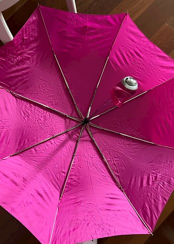 Parlak Pileli Pembe Kadın Şemsiye - Görsel 2