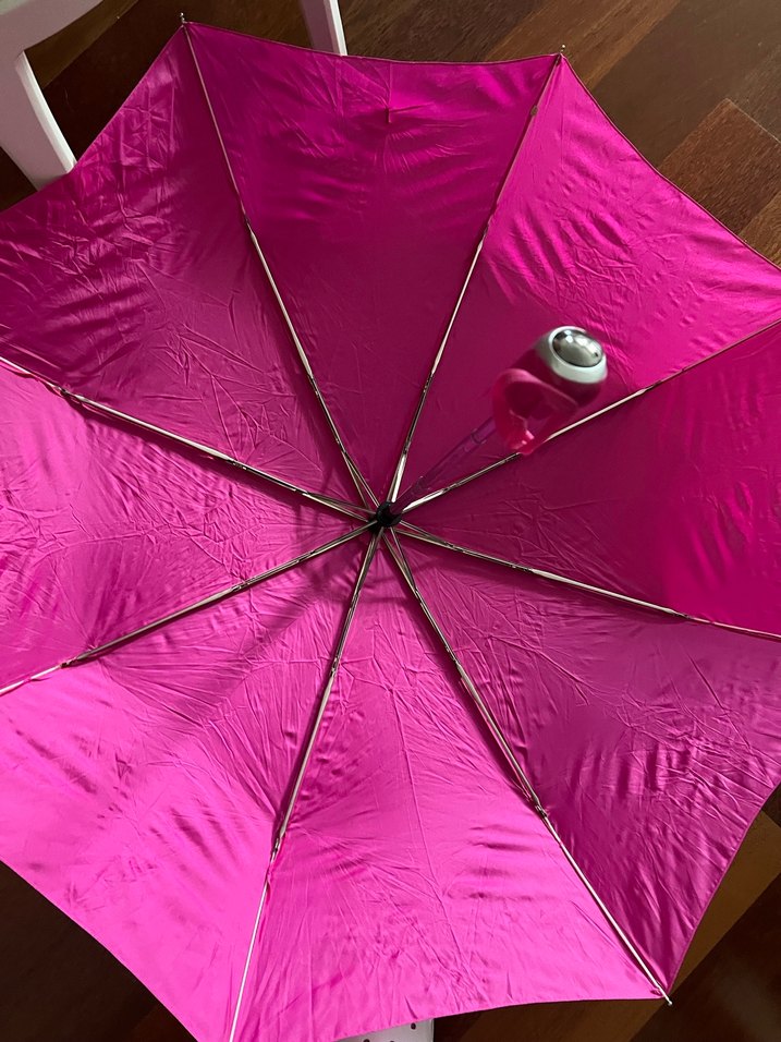 Parlak Pileli Pembe Kadın Şemsiye - Görsel 2