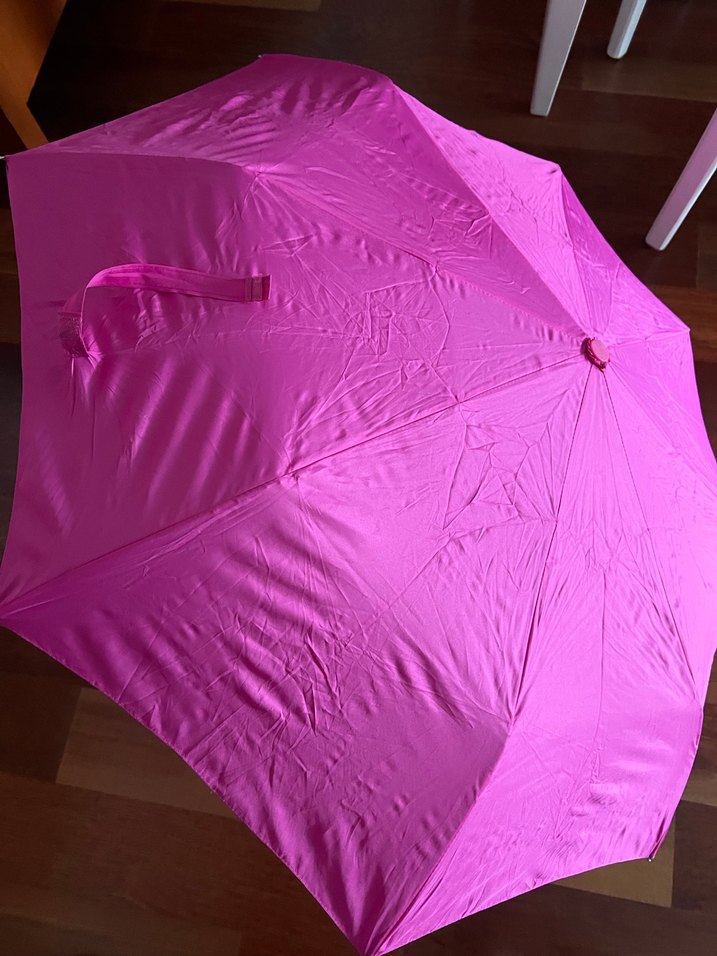 Parlak Pileli Pembe Kadın Şemsiye - Görsel 3