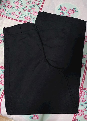 Diğer Siyah Bol Kesim Kumaş Pantolon