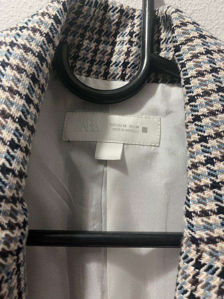 Zara Düz Kesim Kazayağı Desenli Kadın Blazer Ceket - Görsel 4