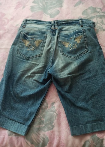 Kadın Mavi Rahat Kesim Kot Şort - Görsel 5