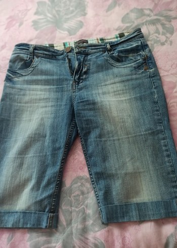 Kadın Mavi Rahat Kesim Kot Şort - Görsel 2