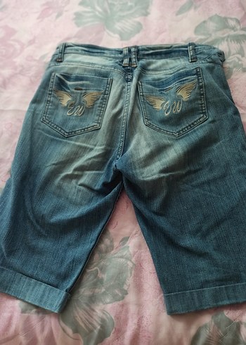 Kadın Mavi Rahat Kesim Kot Şort - Görsel 4