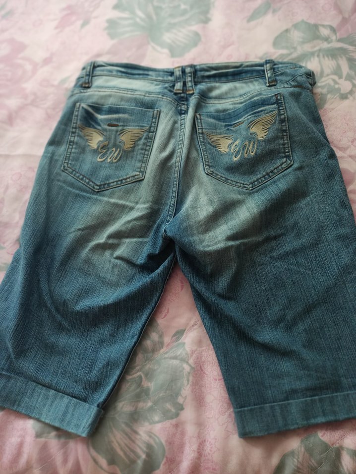 Kadın Mavi Rahat Kesim Kot Şort - Görsel 5