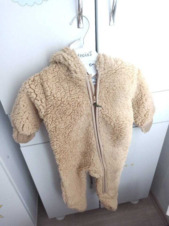 Kürklü Kahverengi Bebek Tulumu - Görsel 2