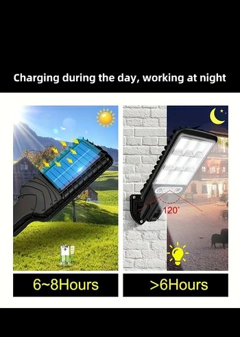 Beden Güneş Enerjili Siyah LED Sokak Lambası