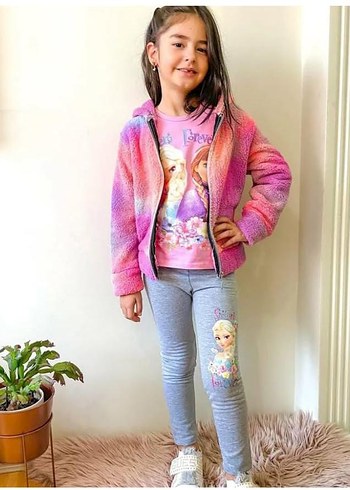 Kız Çocuk Kapüşonlu Peluş Eşofman Takımı - Görsel 4