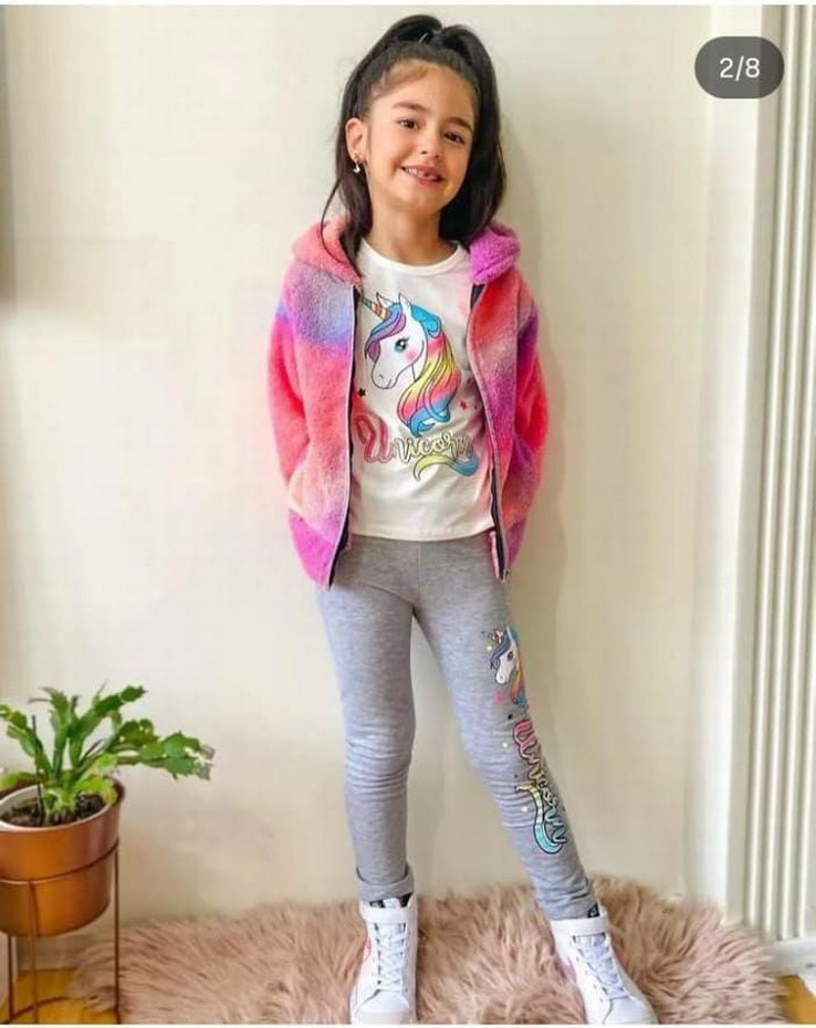 Kız Çocuk Kapüşonlu Peluş Eşofman Takımı - Görsel 2