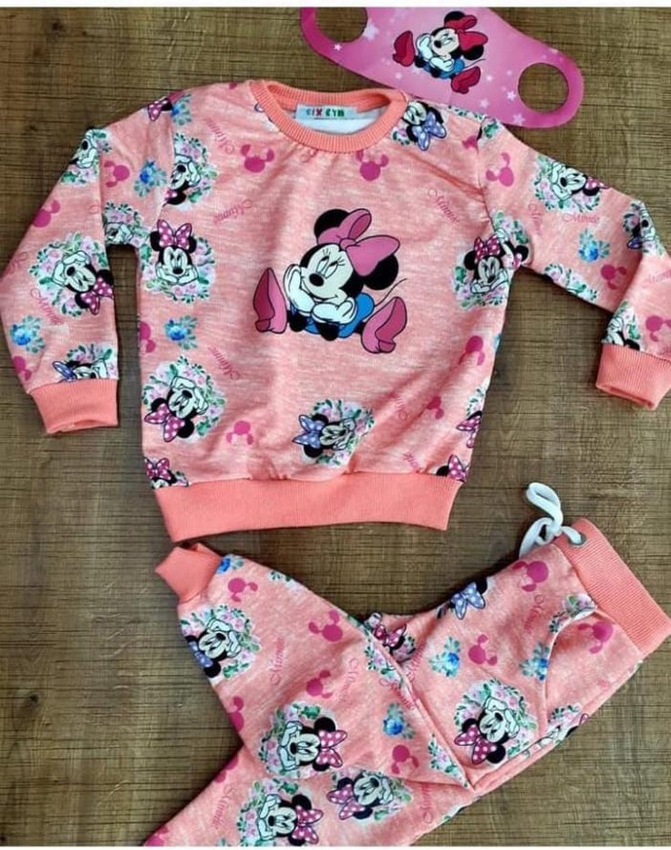 Kız Çocuk Pembe Baskılı Triko Eşofman Takımı - Görsel 2