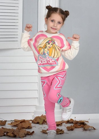 Barbie Baskılı Pembe Kız Eşofman Takımı - Görsel 2