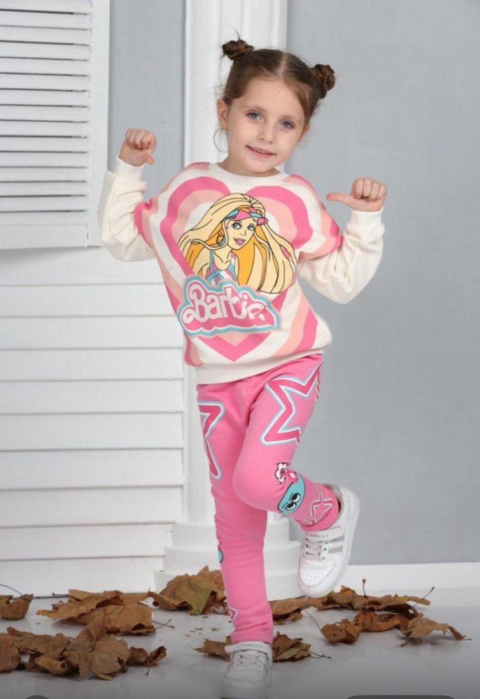 Barbie Baskılı Pembe Kız Eşofman Takımı - Görsel 2