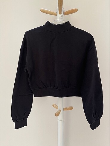 Siyah sweatshirt kapüşonsuz kadın