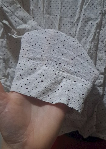 xs Beden Düğmeli Beyaz Uzun Kollu Gömlek