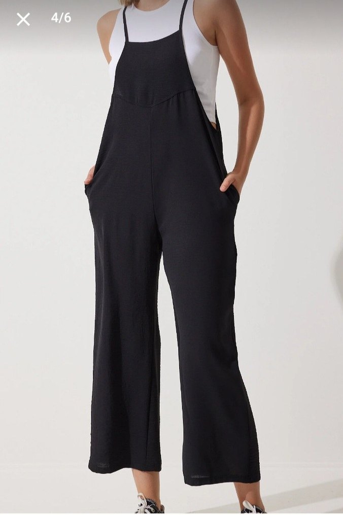 Siyah Pamuklu Salaş Tulum - Görsel 2