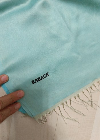 Beden turkuaz Renk Saten Görünümlü Turkuaz Kadın Şal