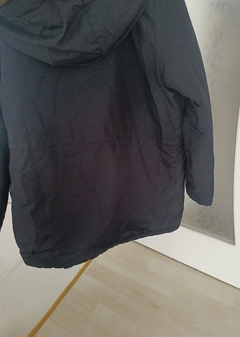 Defacto Siyah Kürklü Midi Kadın Mont