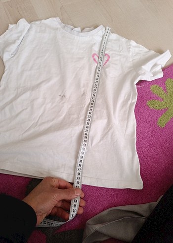 Beyaz Kız Çocuk Tişörtü Kalp Baskılı - Görsel 3