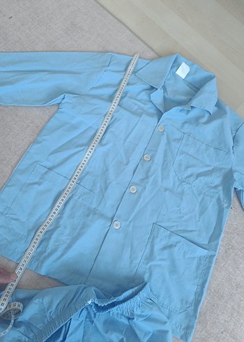 Mavi Erkek Düğmeli Uzun Kollu Pijama Takımı - Görsel 2