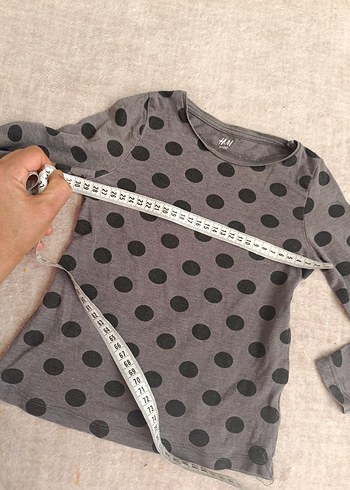 Gri Puantiyeli Kız Çocuk Uzun Kollu Tişört - Görsel 4