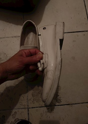 Kız Çocuk Beyaz Tokalı Loafer Ayakkabı - Görsel 7