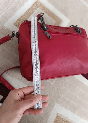 Kırmızı Deri Kadın Çanta - Görsel 4