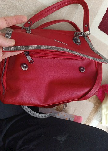 Kırmızı Deri Kadın Çanta - Görsel 8