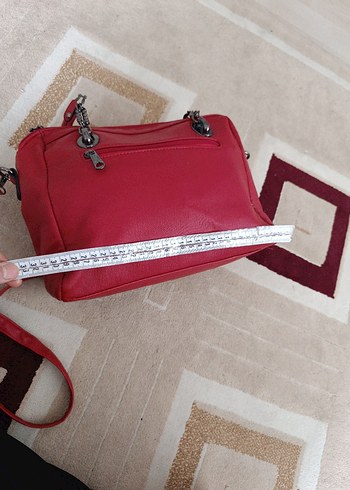 Kırmızı Deri Kadın Çanta - Görsel 3
