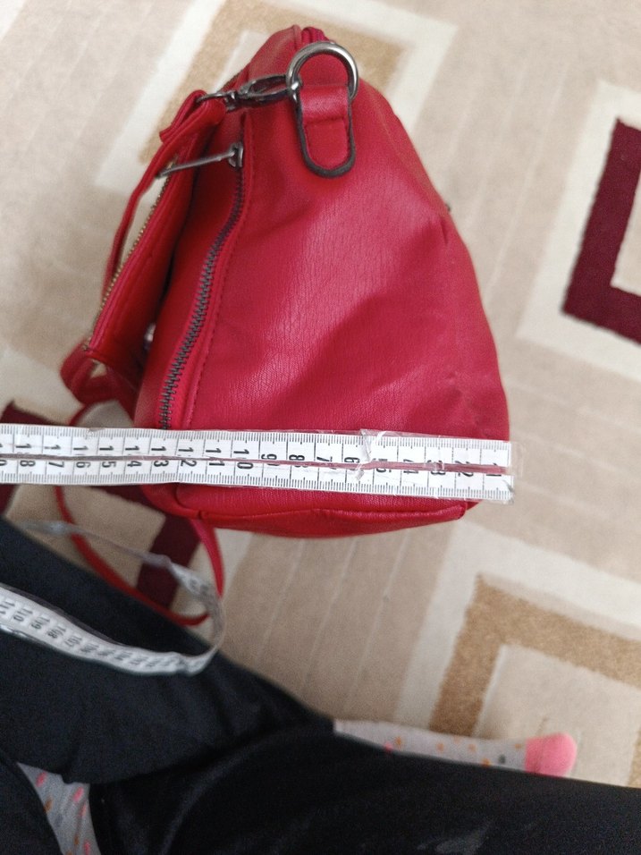 Kırmızı Deri Kadın Çanta - Görsel 2