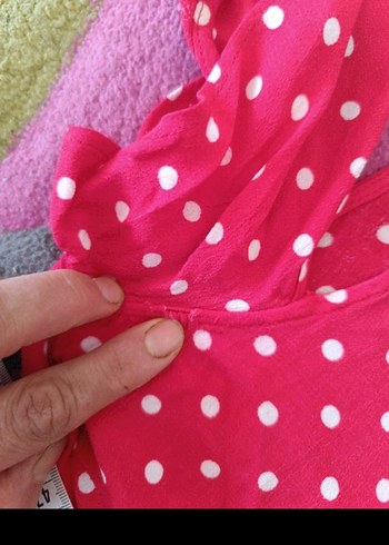 Puantiyeli Pembe Uzun Bohem Elbise - Görsel 6