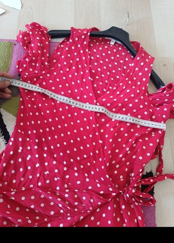 Puantiyeli Pembe Uzun Bohem Elbise - Görsel 2