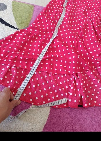 Puantiyeli Pembe Uzun Bohem Elbise - Görsel 4