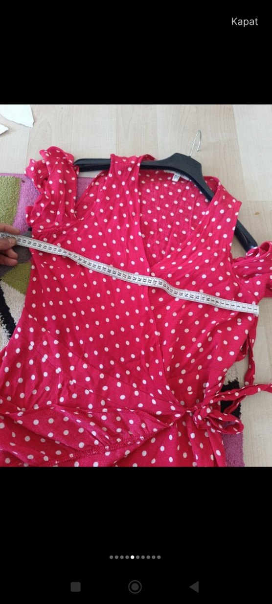 Puantiyeli Pembe Uzun Bohem Elbise - Görsel 2