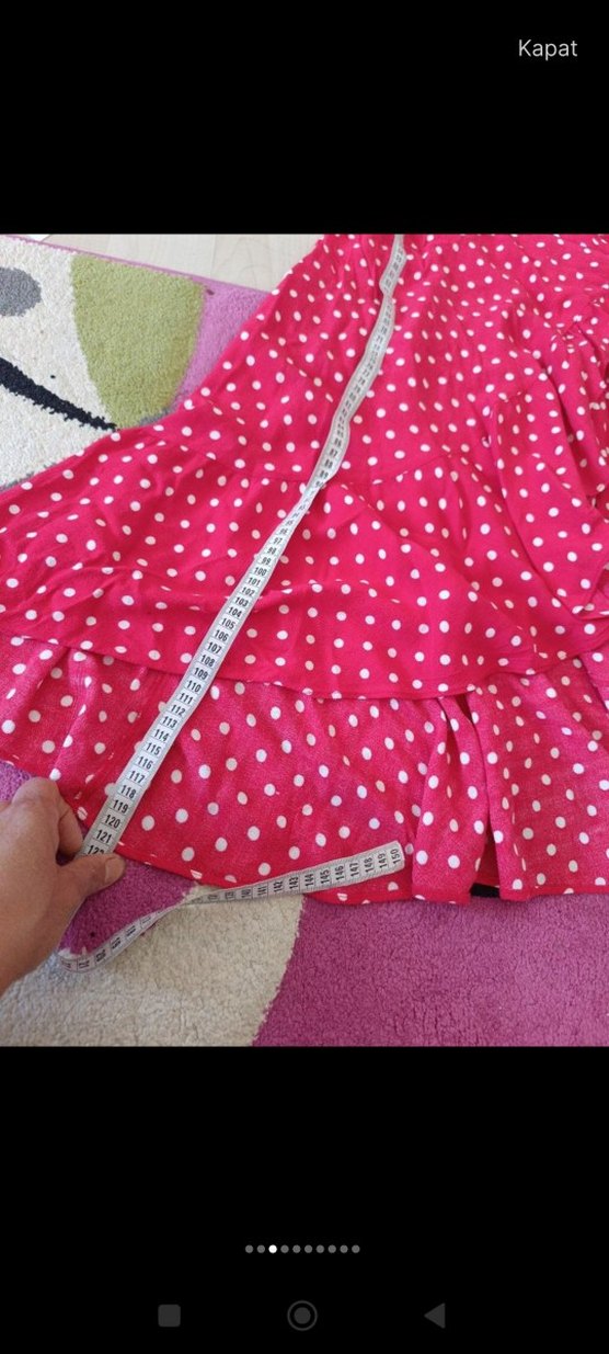 Puantiyeli Pembe Uzun Bohem Elbise - Görsel 4