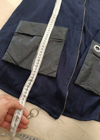 Lacivert Kapüşonlu Rahat Kadın Ceket - Görsel 2