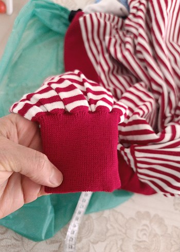 Kırmızı Çizgili Uzun Kollu Triko Kazak - Görsel 3