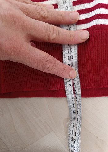 Kırmızı Çizgili Uzun Kollu Triko Kazak - Görsel 2