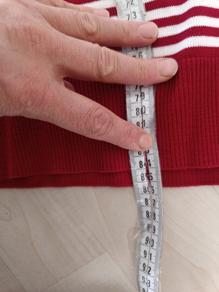 Kırmızı Çizgili Uzun Kollu Triko Kazak - Görsel 2