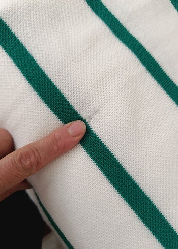 Beyaz Yeşil Çizgili Örgü Triko Kadın Kazak - Görsel 7