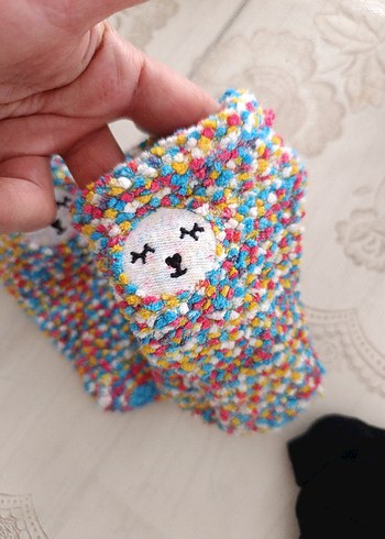 Renkli Örgü Kız Çocuk Ev Terliği - Görsel 4