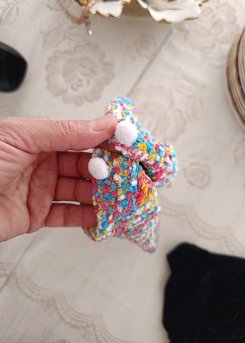 Renkli Örgü Kız Çocuk Ev Terliği - Görsel 3