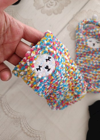 Renkli Örgü Kız Çocuk Ev Terliği - Görsel 5