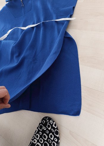 Mavi Yüksek Yakalı Örgü Kadın Kazak - Görsel 6