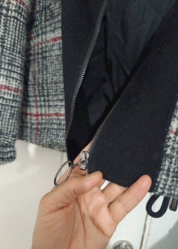 Gri Ekose Desenli Yumuşak Kumaşlı Kadın Ceket - Görsel 7