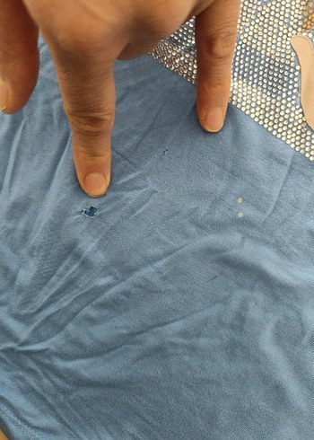 Mavi Kısa Kollu Baskılı Kadın Tişört - Görsel 6